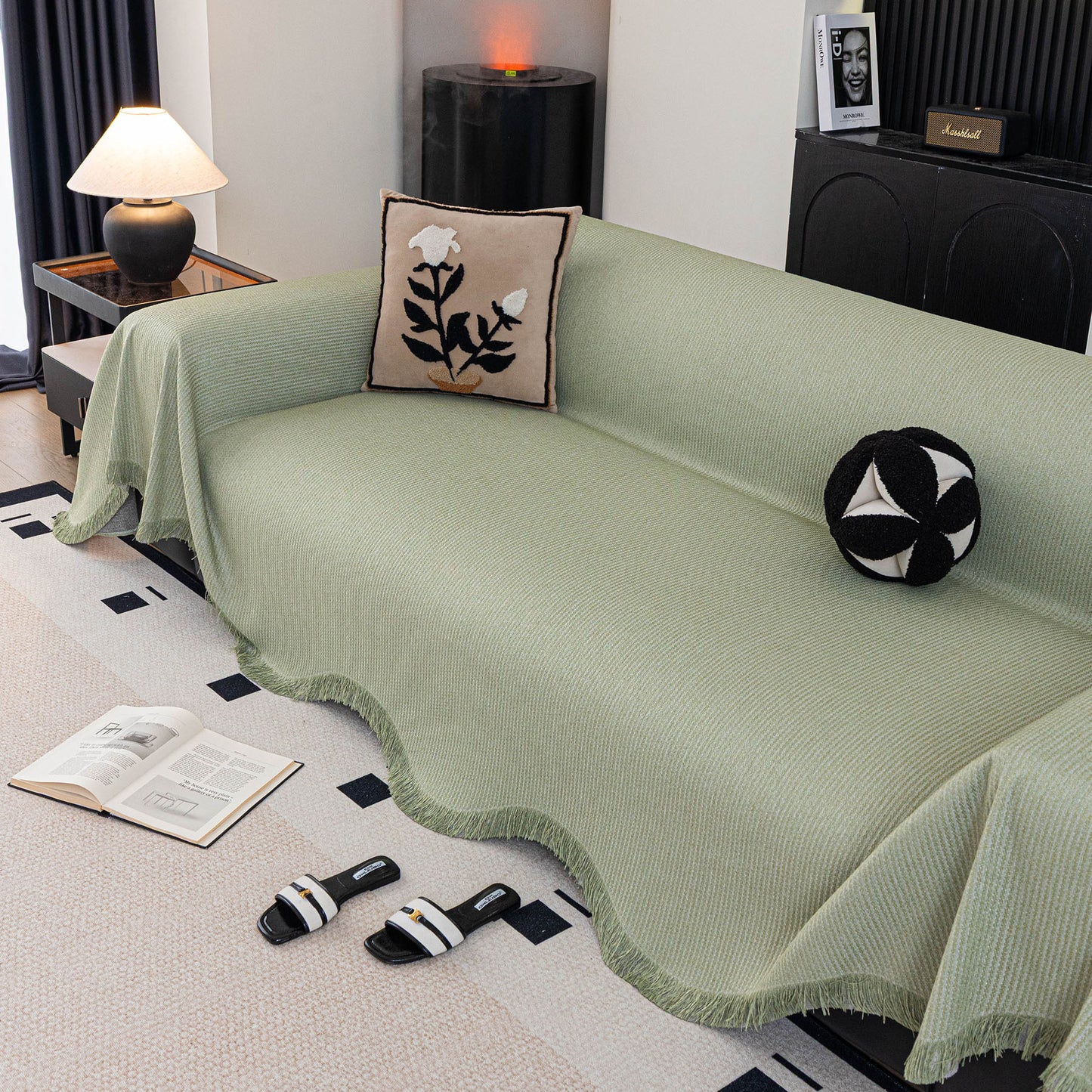 Soft Decorative Throw for Sofa and Loveseat, Textured Sofa Cover Blanket for Couch
