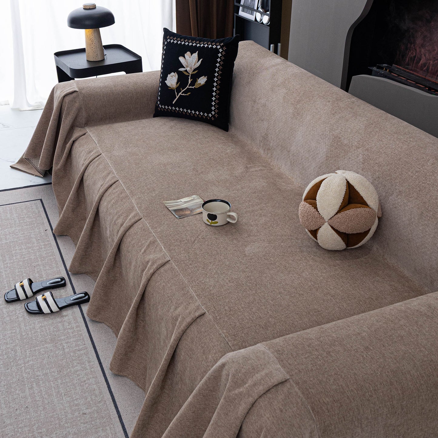 Water Repellent Couch Cover, Non Slip Furniture Protector for Leather & Fabric Sofa