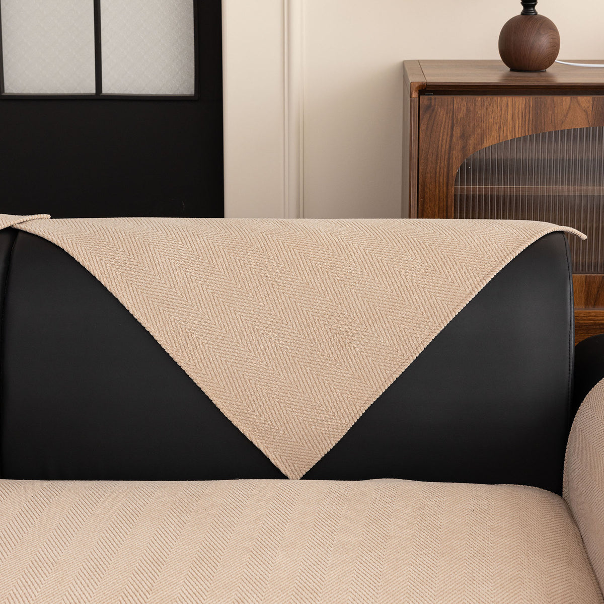 Chenille Textured Herringbone Sofa Cover, Non-Slip Couch Protector for Pets & Kids