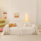 Cute Dog Pattern Plush Sofa Throw Cover, Soft Couch Protector Blanket with Fringe