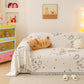 Cute Dog Pattern Plush Sofa Throw Cover, Soft Couch Protector Blanket with Fringe