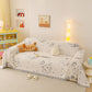 Cute Dog Pattern Plush Sofa Throw Cover, Soft Couch Protector Blanket with Fringe