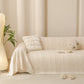 Textured Striped Sofa Throw Cover, Soft Woven Couch Protector with Fringe Edges