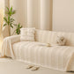 Textured Striped Sofa Throw Cover, Soft Woven Couch Protector with Fringe Edges