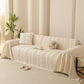 Textured Striped Sofa Throw Cover, Soft Woven Couch Protector with Fringe Edges