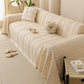 Textured Striped Sofa Throw Cover, Soft Woven Couch Protector with Fringe Edges