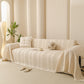 Textured Striped Sofa Throw Cover, Soft Woven Couch Protector with Fringe Edges