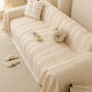 Textured Striped Sofa Throw Cover, Soft Woven Couch Protector with Fringe Edges