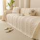 Textured Striped Sofa Throw Cover, Soft Woven Couch Protector with Fringe Edges