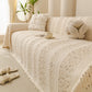 Textured Striped Sofa Throw Cover, Soft Woven Couch Protector with Fringe Edges