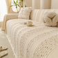 Textured Striped Sofa Throw Cover, Soft Woven Couch Protector with Fringe Edges