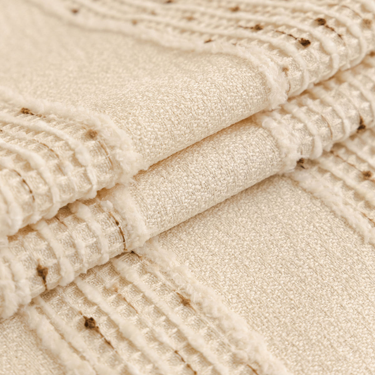 Textured Striped Sofa Throw Cover, Soft Woven Couch Protector with Fringe Edges