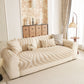Cozy Plush Sofa Topper with Raised Wave Texture, Non-Slip Furniture Protector Cover