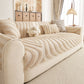 Cozy Plush Sofa Topper with Raised Wave Texture, Non-Slip Furniture Protector Cover