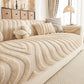 Cozy Plush Sofa Topper with Raised Wave Texture, Non-Slip Furniture Protector Cover