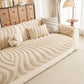Cozy Plush Sofa Topper with Raised Wave Texture, Non-Slip Furniture Protector Cover