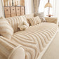 Cozy Plush Sofa Topper with Raised Wave Texture, Non-Slip Furniture Protector Cover