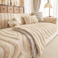 Cozy Plush Sofa Topper with Raised Wave Texture, Non-Slip Furniture Protector Cover