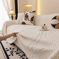 Plush Fleece Sofa Cover with 3D Cable Knit Texture Soft Cozy Warm Sofa Throw Blanket