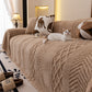 Plush Fleece Sofa Cover with 3D Cable Knit Texture Soft Cozy Warm Sofa Throw Blanket