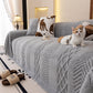 Plush Fleece Sofa Cover with 3D Cable Knit Texture Soft Cozy Warm Sofa Throw Blanket