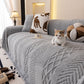 Plush Fleece Sofa Cover with 3D Cable Knit Texture Soft Cozy Warm Sofa Throw Blanket