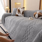 Plush Fleece Sofa Cover with 3D Cable Knit Texture Soft Cozy Warm Sofa Throw Blanket