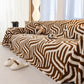 Plush Sherpa Sofa Throw Cover for Sectional, Jacquard Wave Throw Furniture Protector