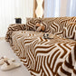 Plush Sherpa Sofa Throw Cover for Sectional, Jacquard Wave Throw Furniture Protector