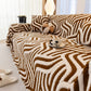 Plush Sherpa Sofa Throw Cover for Sectional, Jacquard Wave Throw Furniture Protector