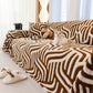 Plush Sherpa Sofa Throw Cover for Sectional, Jacquard Wave Throw Furniture Protector