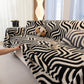 Plush Sherpa Sofa Throw Cover for Sectional, Jacquard Wave Throw Furniture Protector