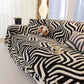 Plush Sherpa Sofa Throw Cover for Sectional, Jacquard Wave Throw Furniture Protector