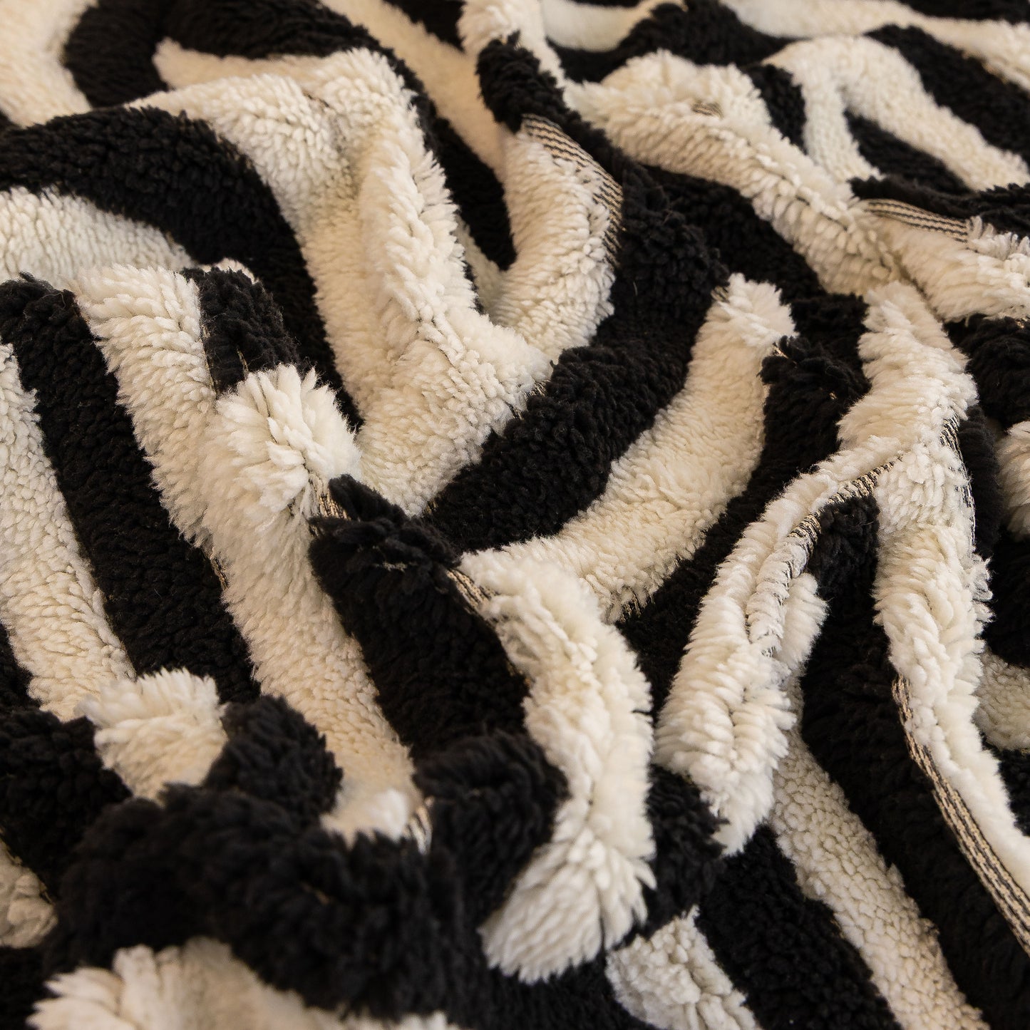 Plush Sherpa Sofa Throw Cover for Sectional, Jacquard Wave Throw Furniture Protector