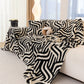 Plush Sherpa Sofa Throw Cover for Sectional, Jacquard Wave Throw Furniture Protector