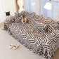 Plush Sherpa Sofa Throw Cover for Sectional, Jacquard Wave Throw Furniture Protector
