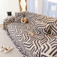 Plush Sherpa Sofa Throw Cover for Sectional, Jacquard Wave Throw Furniture Protector