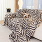 Plush Sherpa Sofa Throw Cover for Sectional, Jacquard Wave Throw Furniture Protector