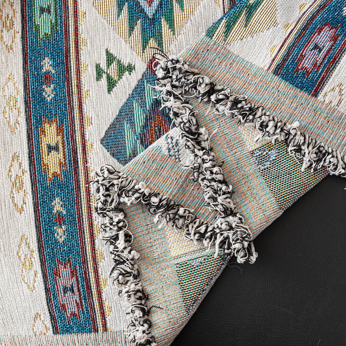 Southwestern Boho Woven Tribal Sofa Cover Blanket, Rustic Farmhouse Couch Throw Cover