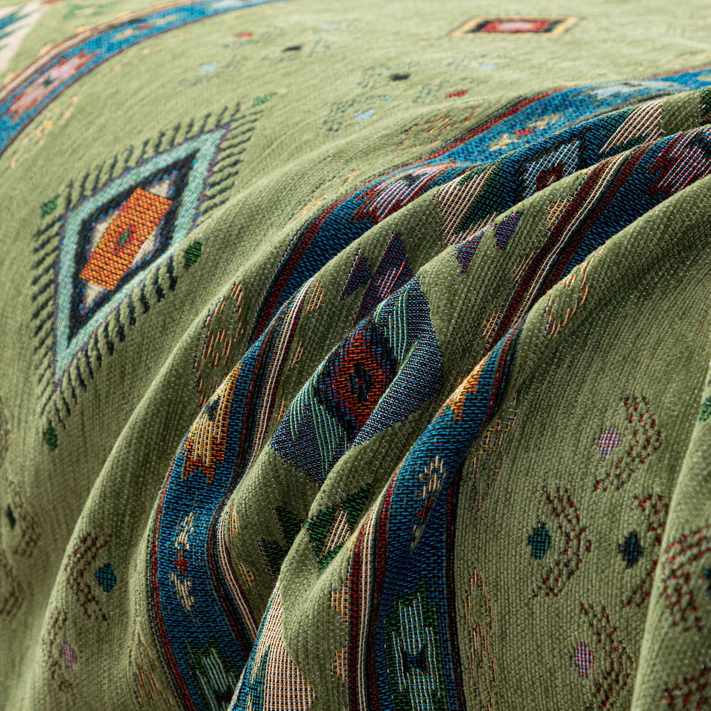 Southwestern Boho Woven Tribal Sofa Cover Blanket, Rustic Farmhouse Couch Throw Cover