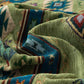 Southwestern Boho Woven Tribal Sofa Cover Blanket, Rustic Farmhouse Couch Throw Cover