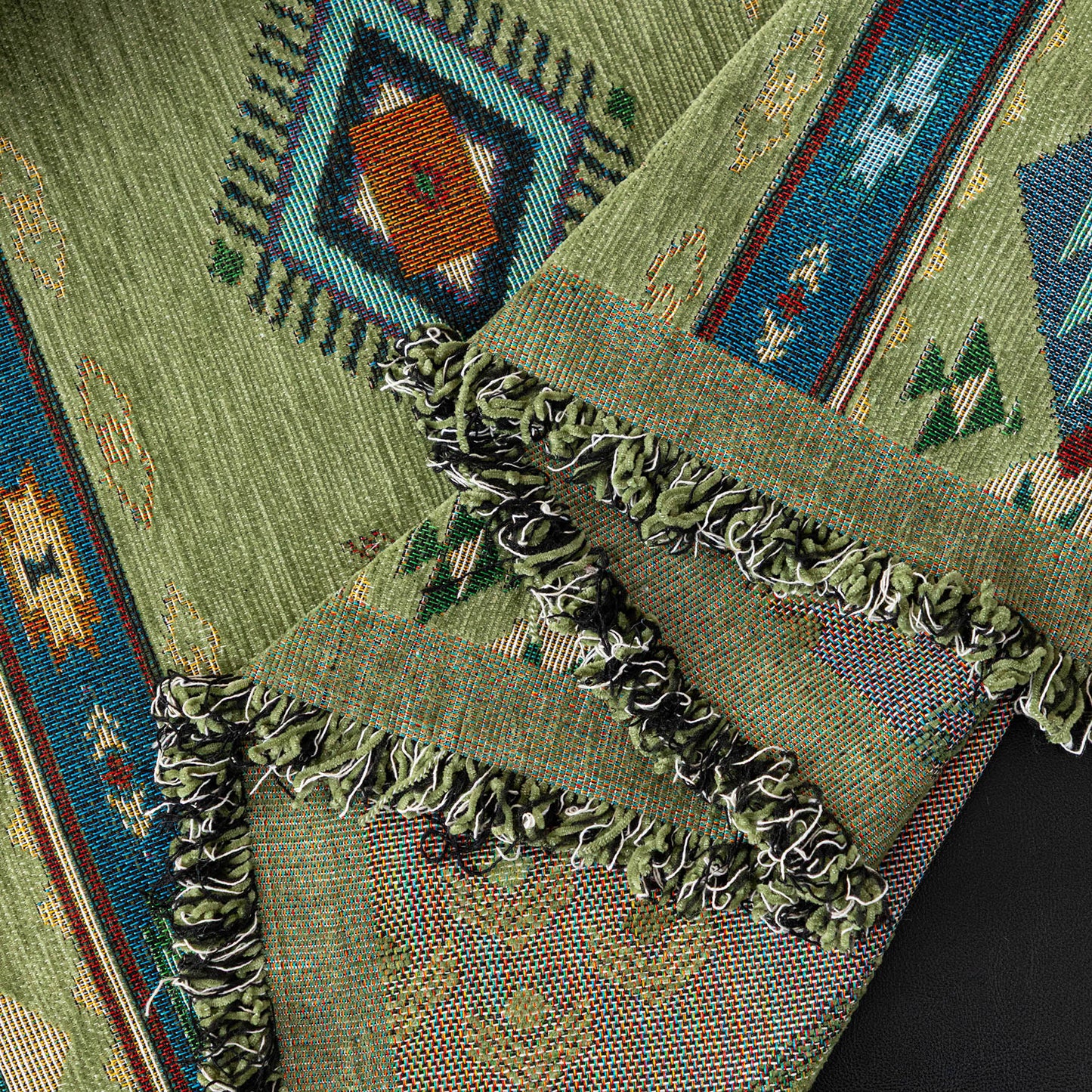 Southwestern Boho Woven Tribal Sofa Cover Blanket, Rustic Farmhouse Couch Throw Cover