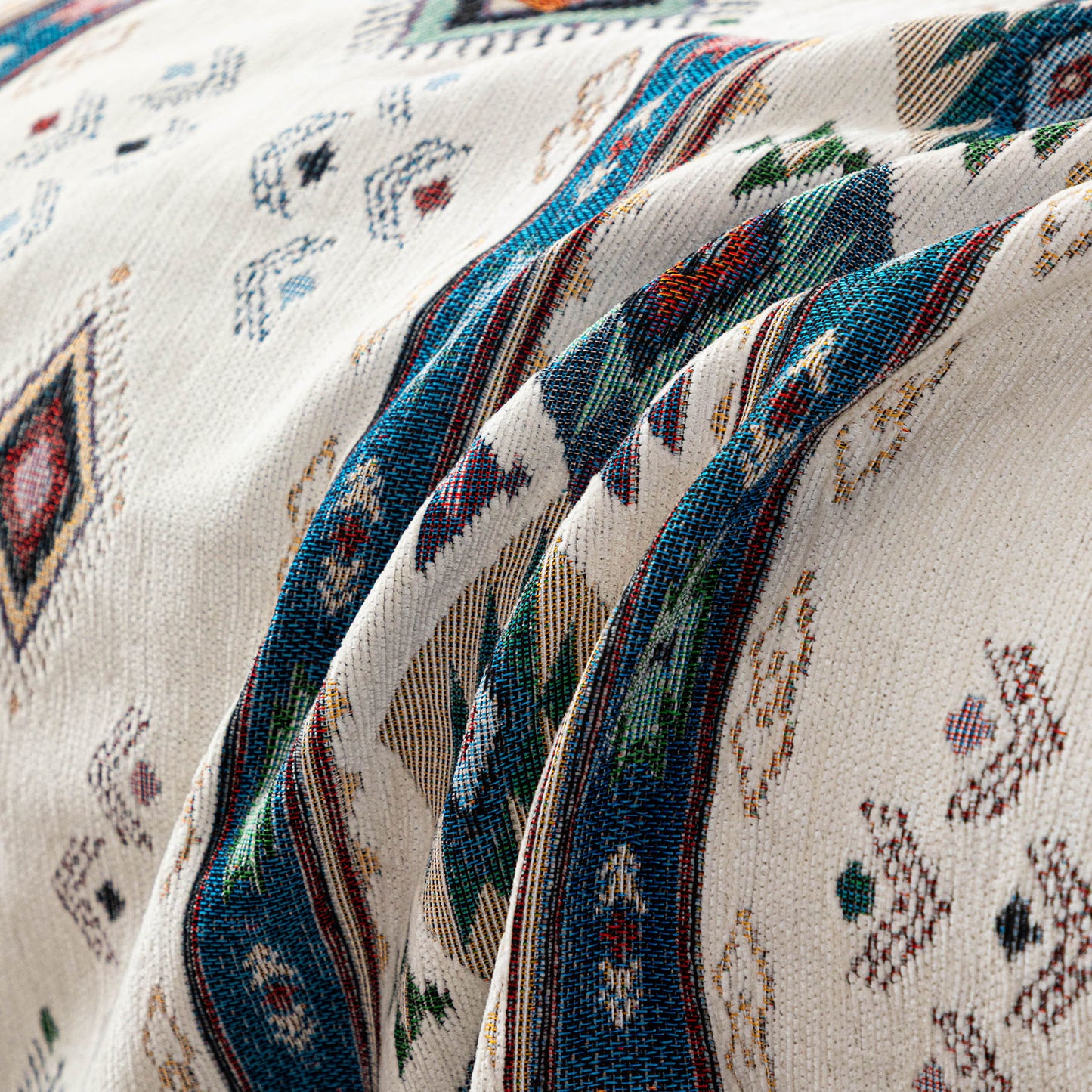 Southwestern Boho Woven Tribal Sofa Cover Blanket, Rustic Farmhouse Couch Throw Cover