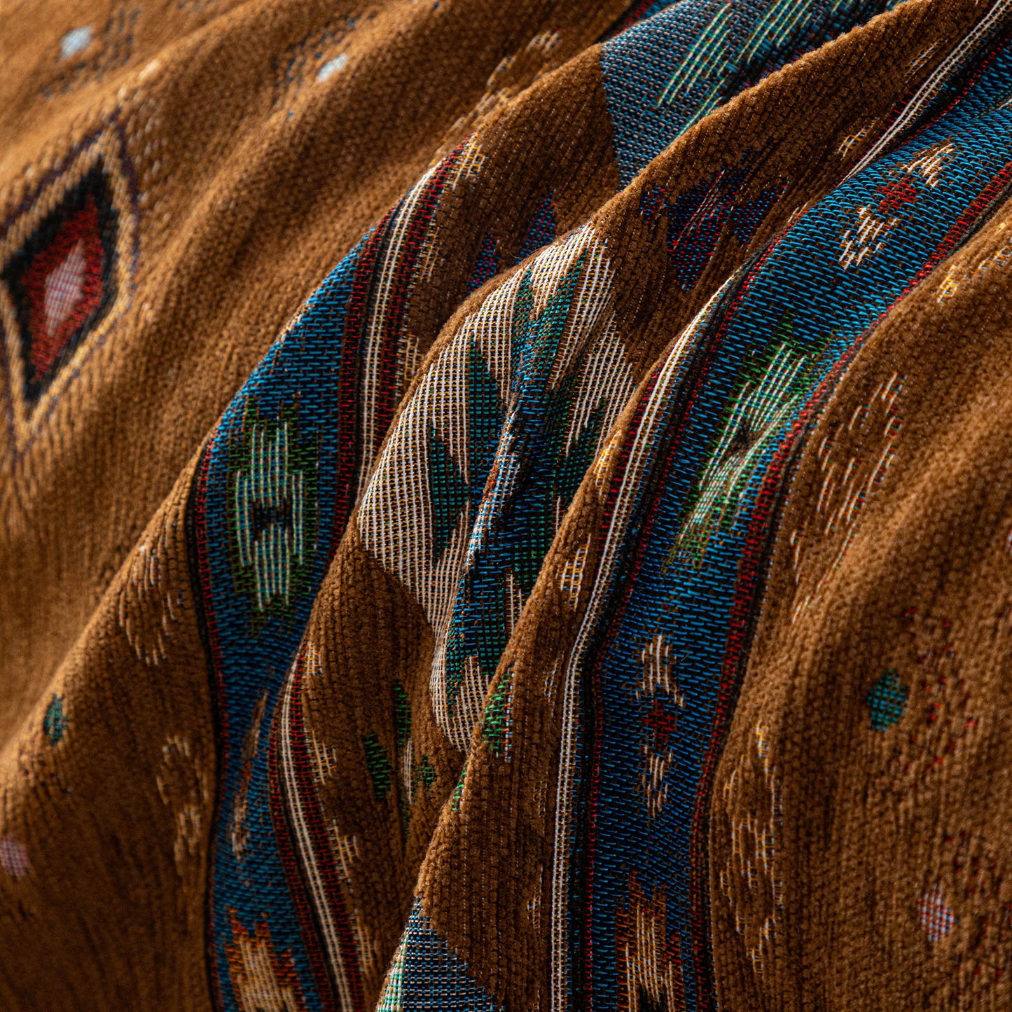 Southwestern Boho Woven Tribal Sofa Cover Blanket, Rustic Farmhouse Couch Throw Cover