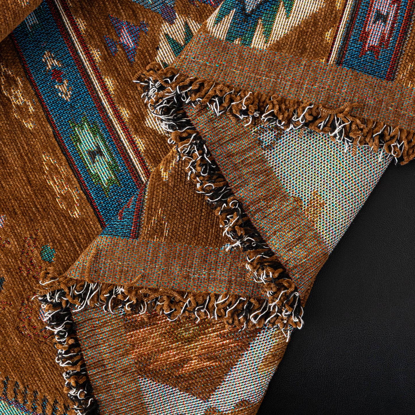 Southwestern Boho Woven Tribal Sofa Cover Blanket, Rustic Farmhouse Couch Throw Cover
