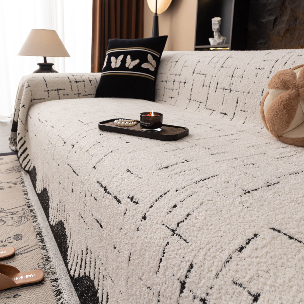 Chenille Sofaüberwurf Wurfdecke Gewebt Texturiert Dekorative Möbelhüll – Slipcover KAS™