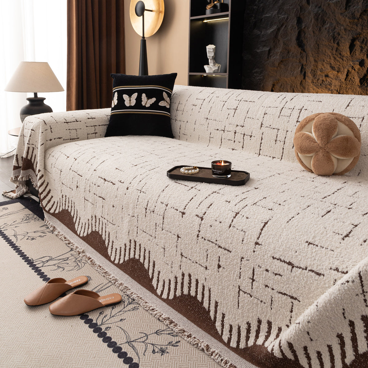 Chenille Sofaüberwurf Wurfdecke Gewebt Texturiert Dekorative Möbelhüll – Slipcover KAS™