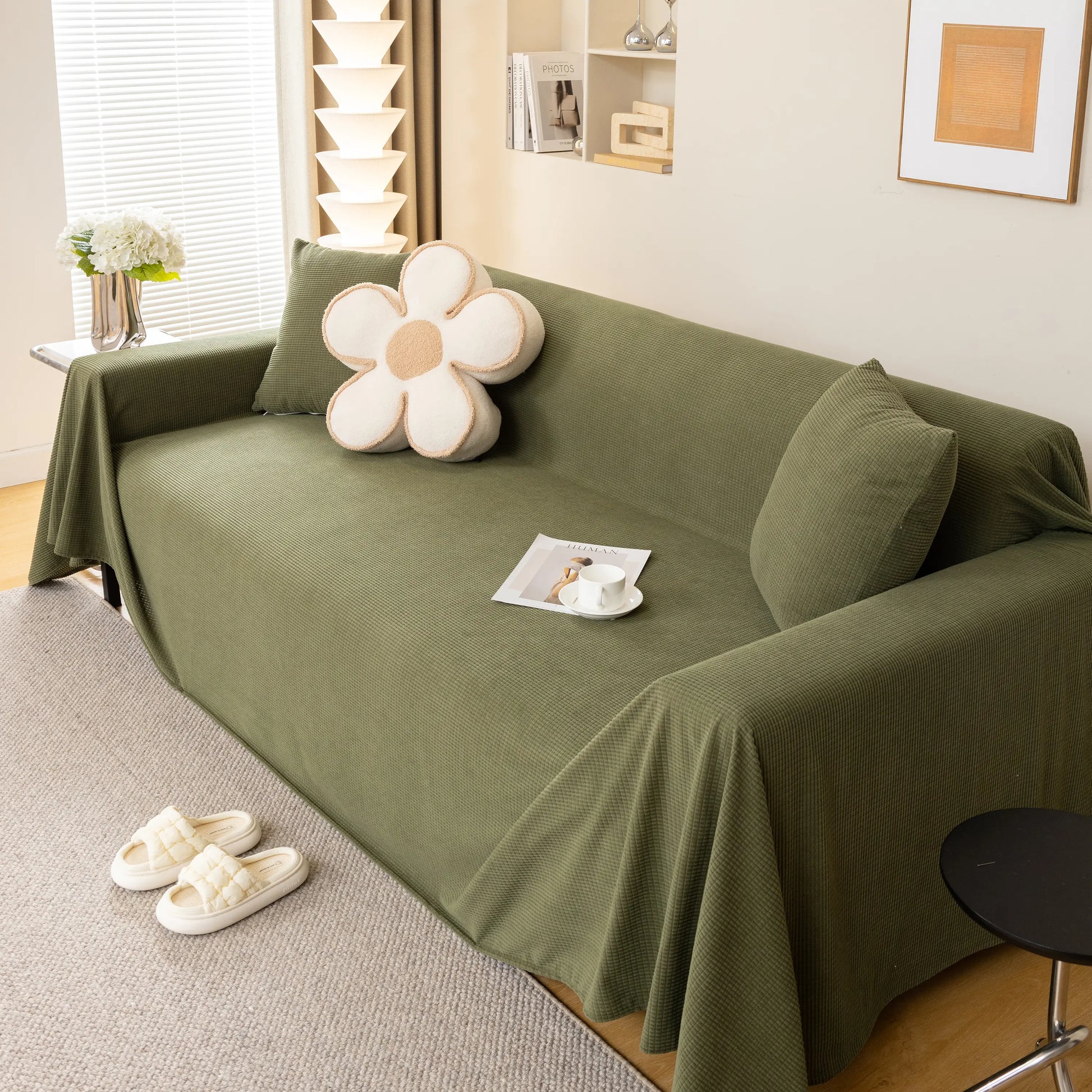 Plush Large Loveseat Cover Waterproof Soft Cotton Plush Couch