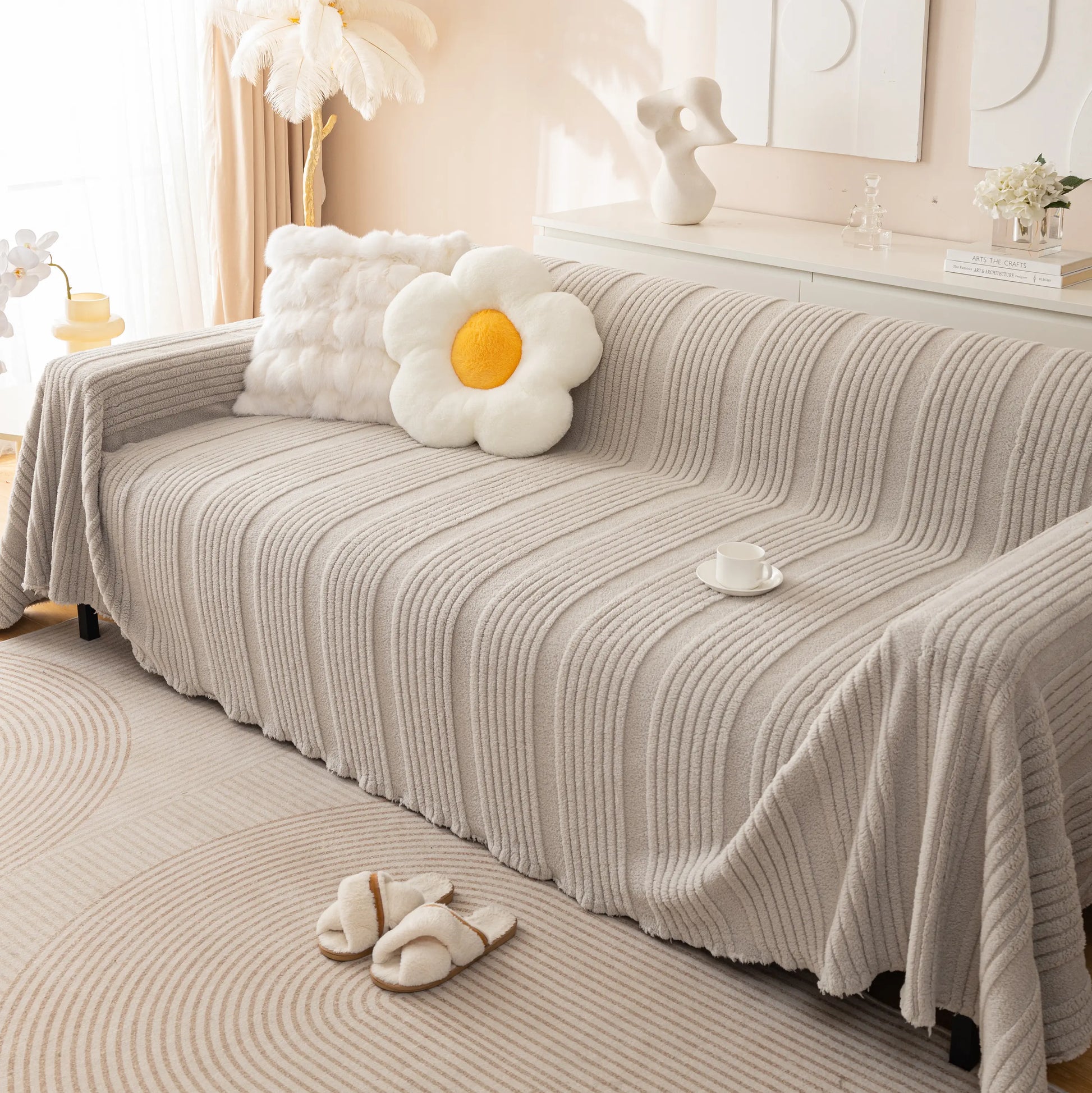 Luxury Oversized Soft Plush L Shape Couch Cover Sofa Throw Cover