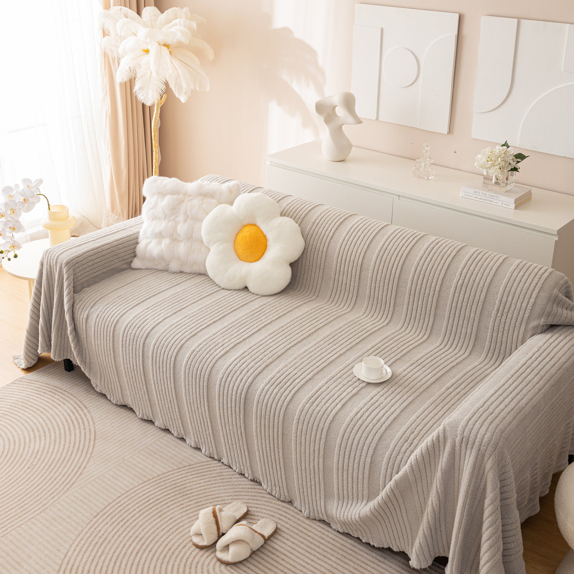 Luxury Oversized Soft Plush L Shape Couch Cover Sofa Throw Cover